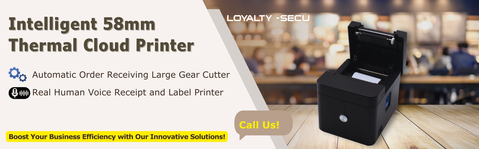 Smart 58mm Thermal Cloud Printer Automatic Order Taking with Gear Cutter Real-Time Voice Receipt & Label Printer