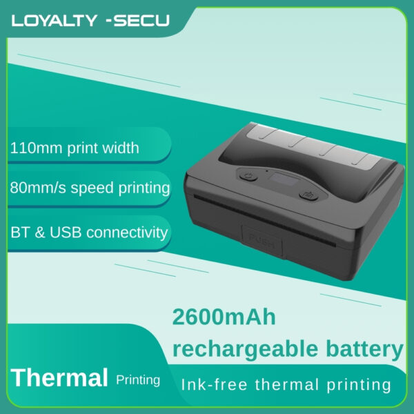 battery powered 110m Bluetooth type-c thermal receipt & label printer