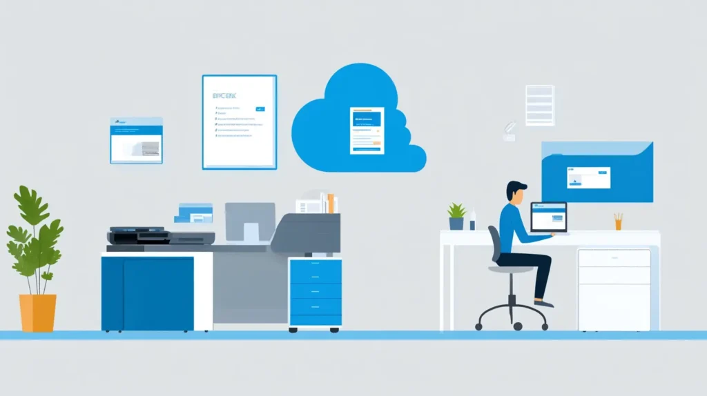 Office Worker Using Cloud Printing