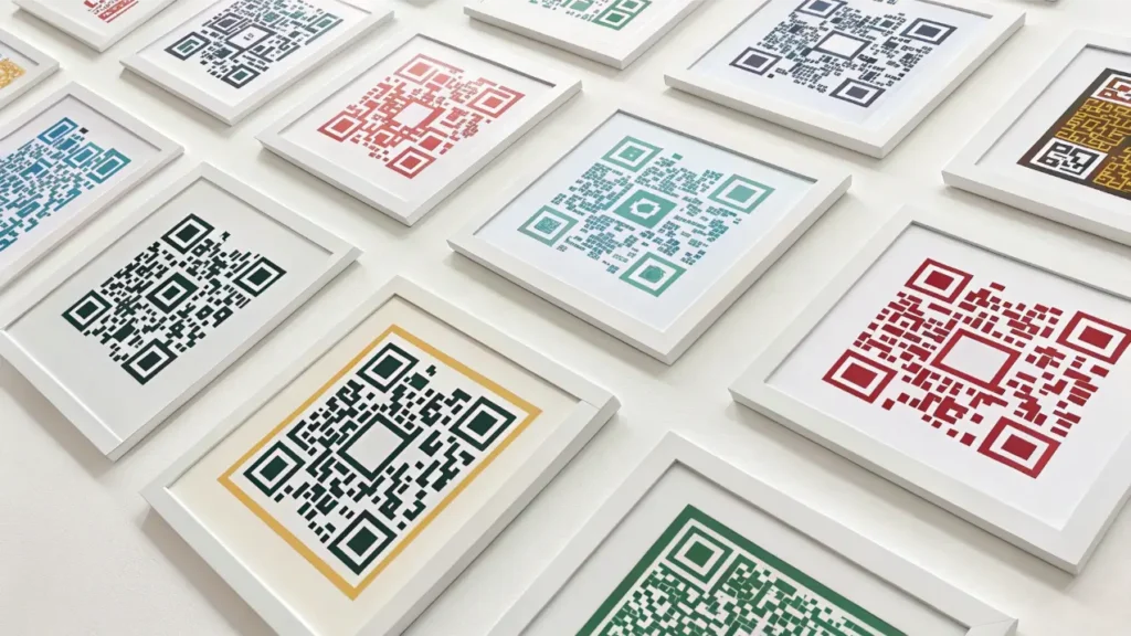 assortment of different QR code printers on a clean background